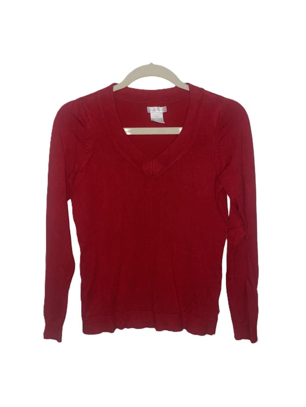 Vintage Worthington Red V Neck Sweater Y2K Office Core Classic Knit Top Small